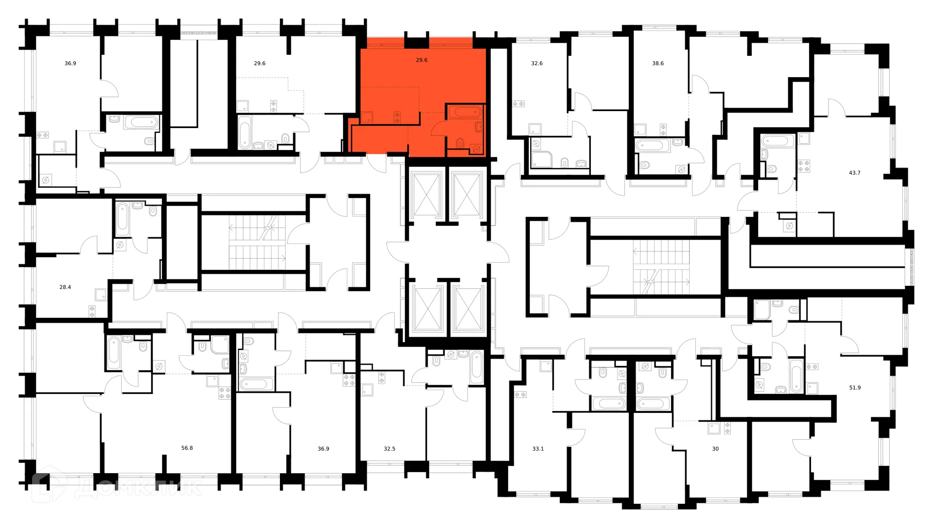 Планировка студии квартиры 29.6 м² в ЖК Зелёный парк, г. Москва — фото 2