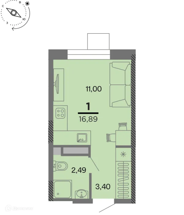 Планировка Студия в Метропарк