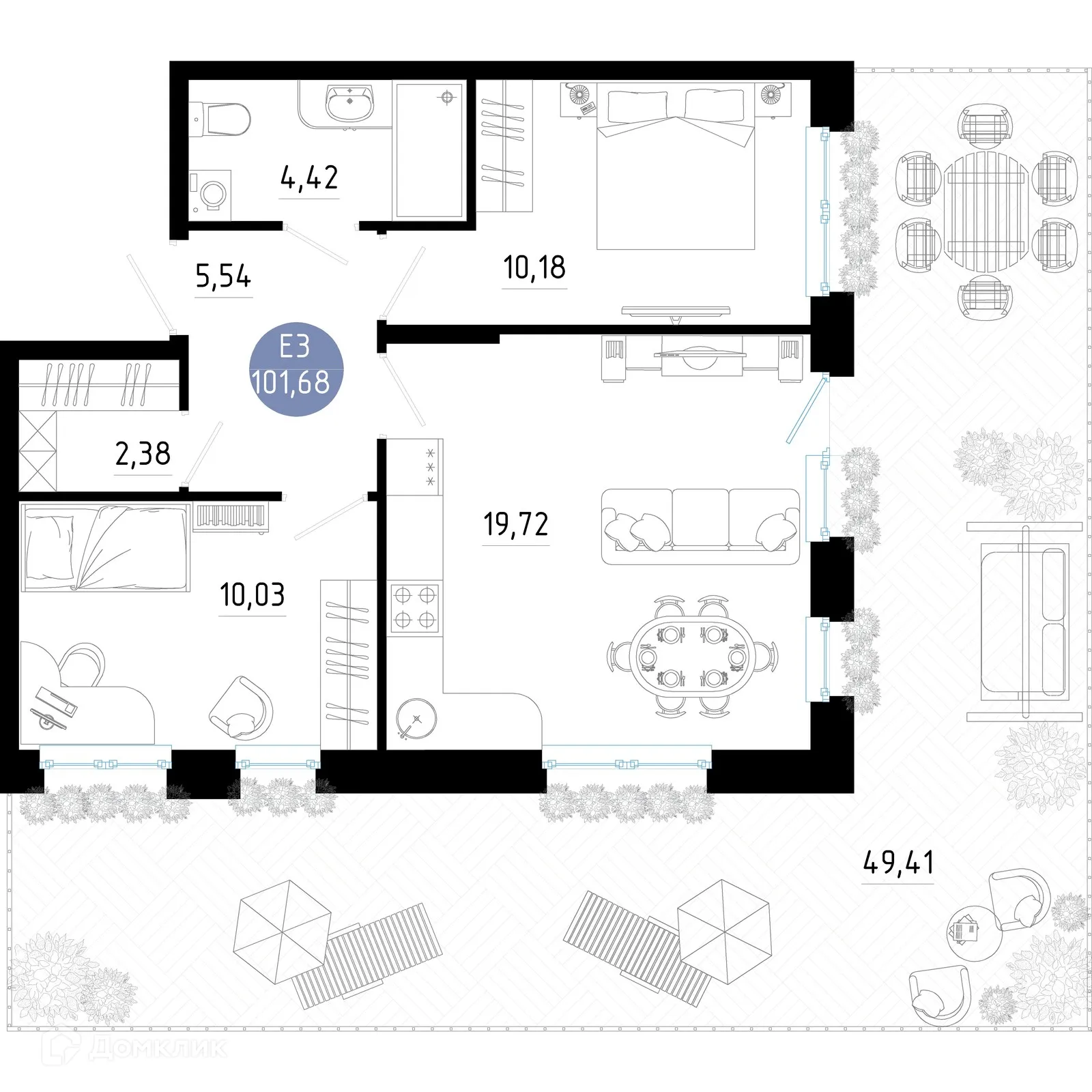 Планировка 2-комнатной квартиры 101.68 м² в Живи, г. Рязань — фото 1