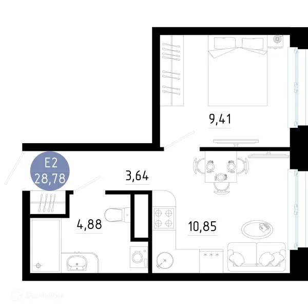 Планировка 1 комн. в Живи