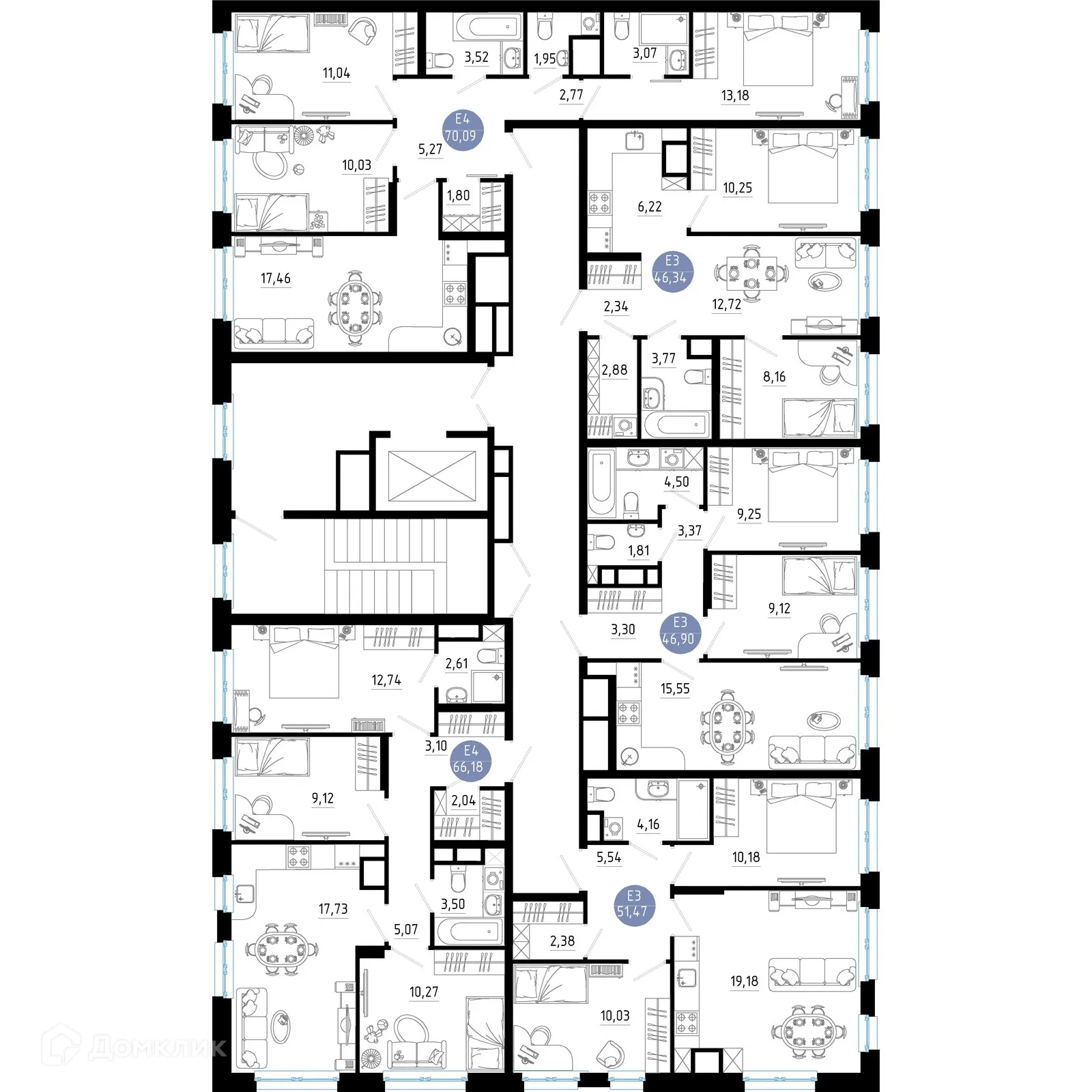 Планировка 3-комнатной квартиры 66.18 м² в Живи, г. Рязань — фото 2