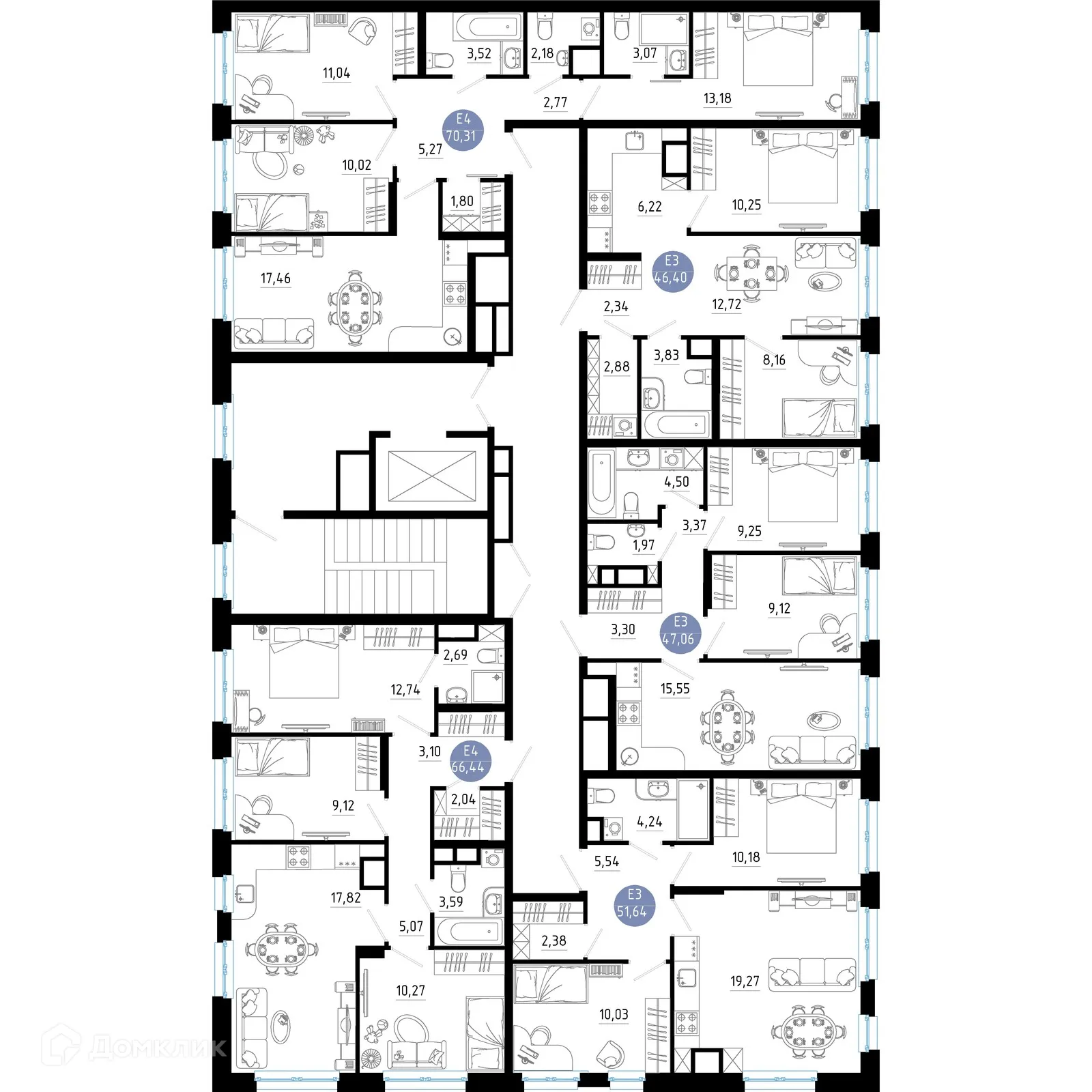 Планировка 3-комнатной квартиры 66.44 м² в Живи, г. Рязань — фото 2