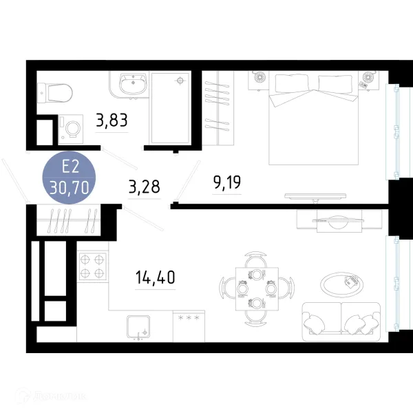 Планировка 1 комн. в Живи