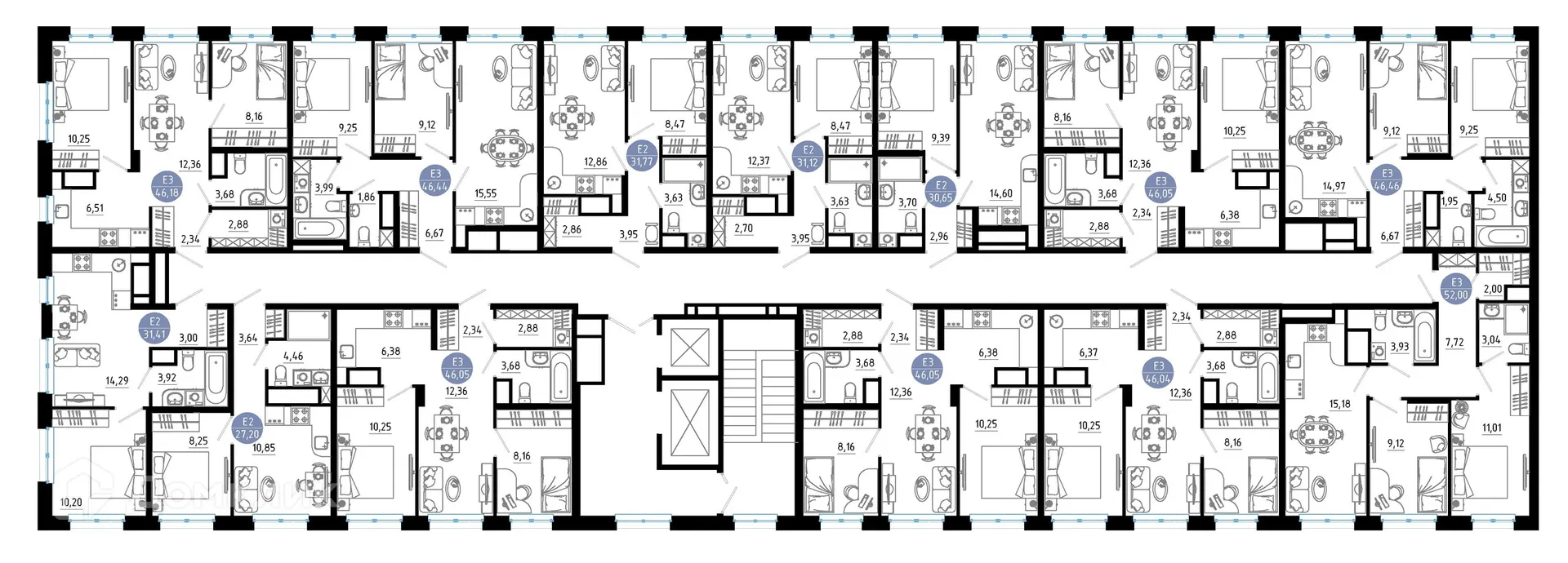 Планировка 1-комнатной квартиры 31.12 м² в Живи, г. Рязань — фото 2