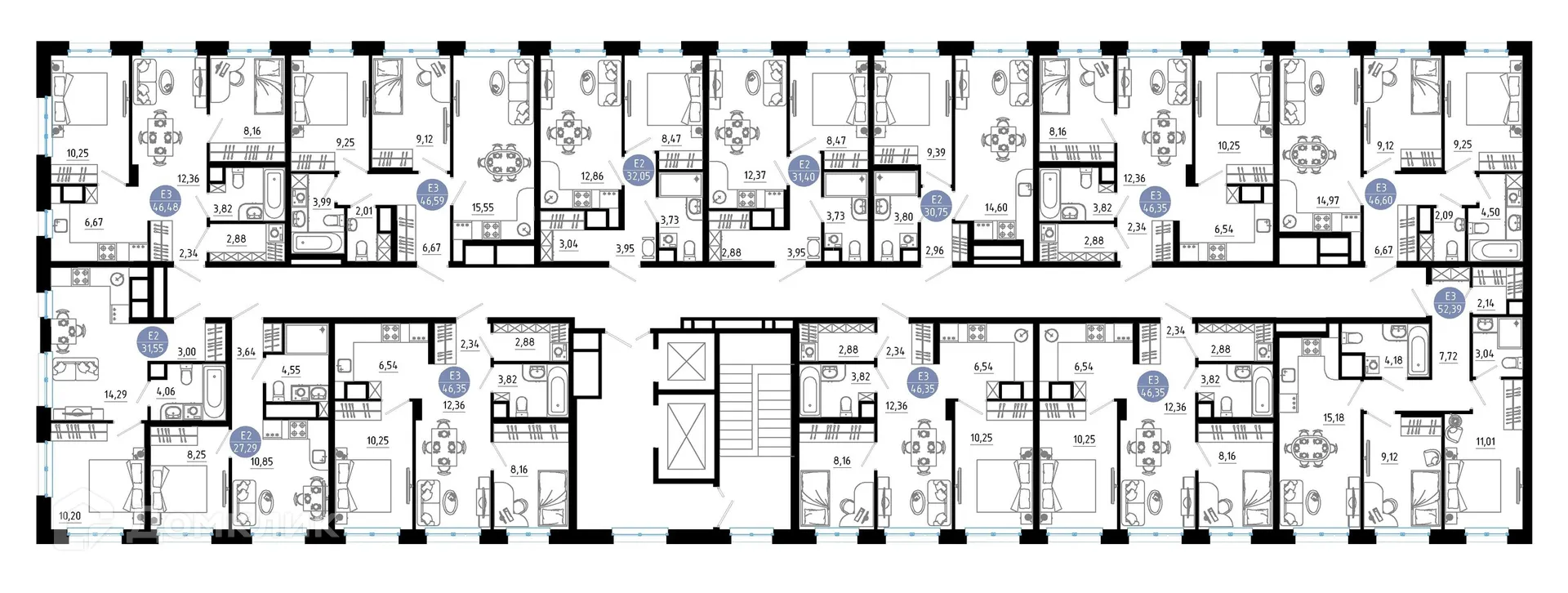 Планировка 2-комнатной квартиры 46.35 м² в Живи, г. Рязань — фото 2