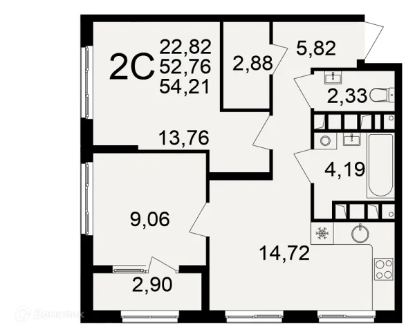 Планировка 2 комн. в Импульс