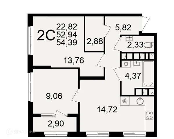 Планировка 2 комн. в Импульс