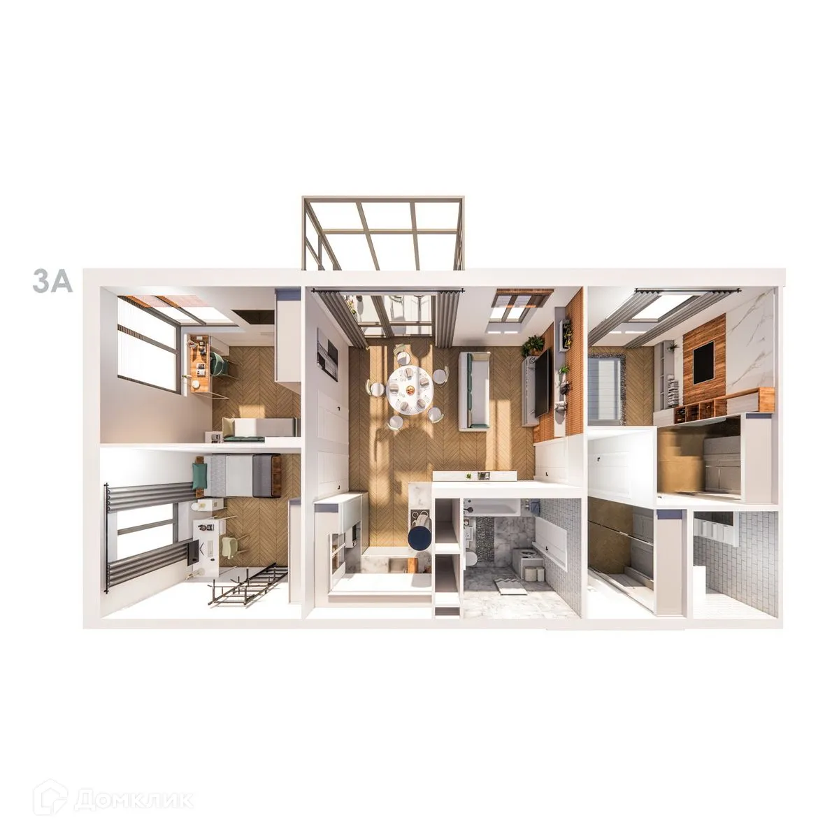 Планировка 3-комнатной квартиры 81.99 м² в ЖК Правый берег, г. Дядьково — фото 24