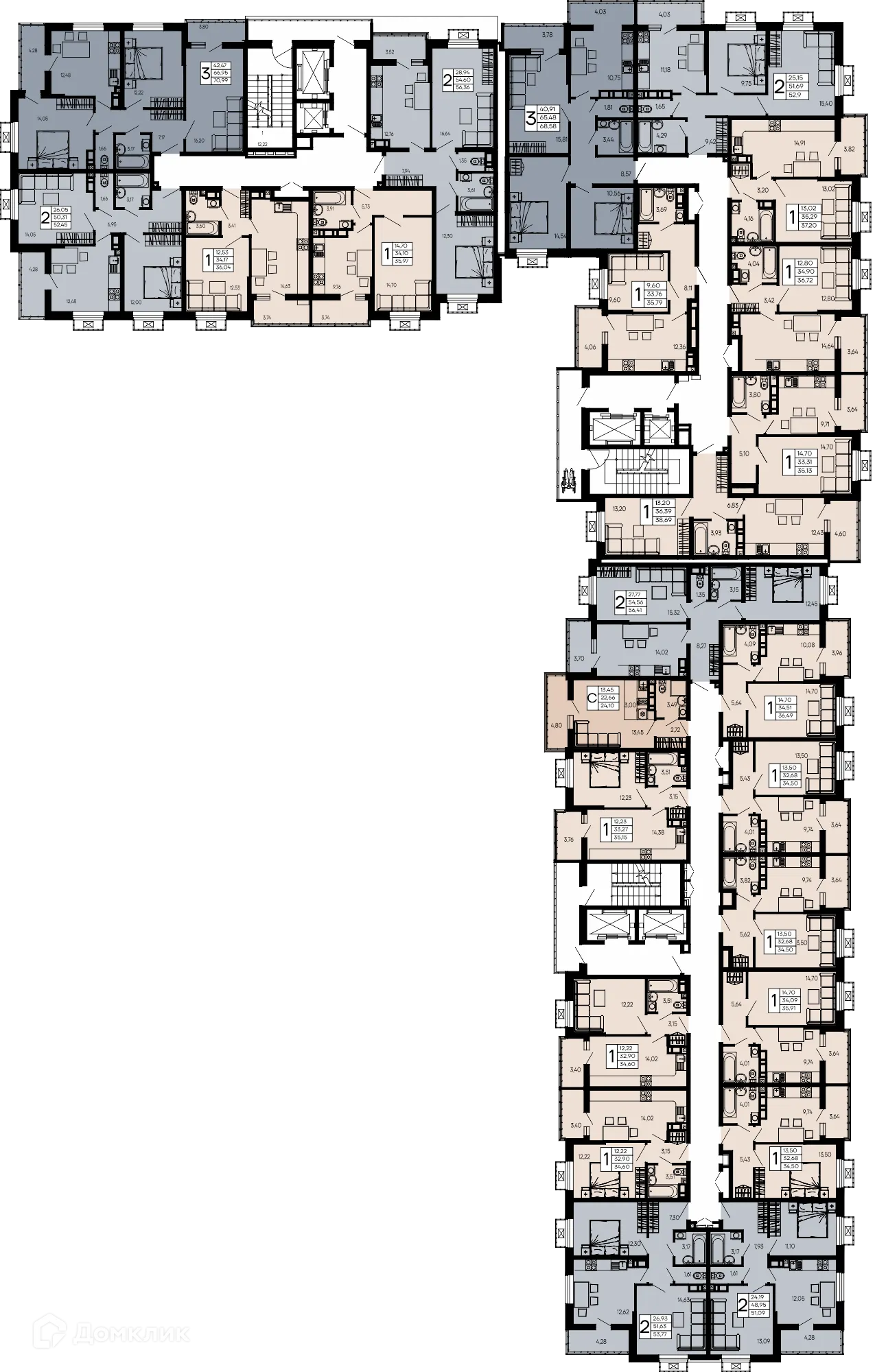 Планировка 3-комнатной квартиры 70.99 м² в "Эпос", г. Майкоп — фото 6