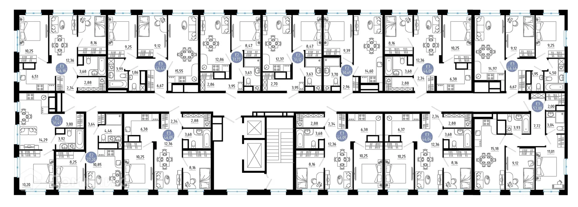 Планировка 1-комнатной квартиры 30.65 м² в Живи, г. Рязань — фото 2