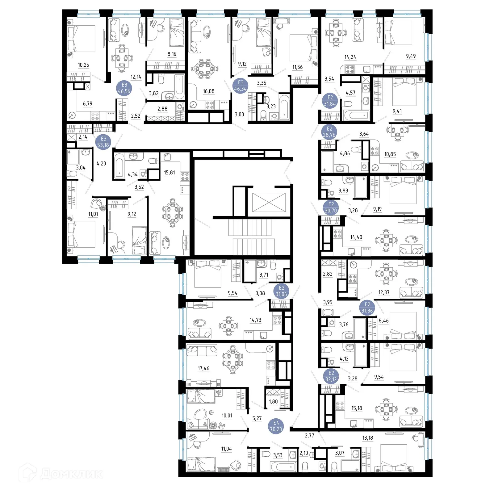 Планировка 2-комнатной квартиры 46.56 м² в Живи, г. Рязань — фото 2