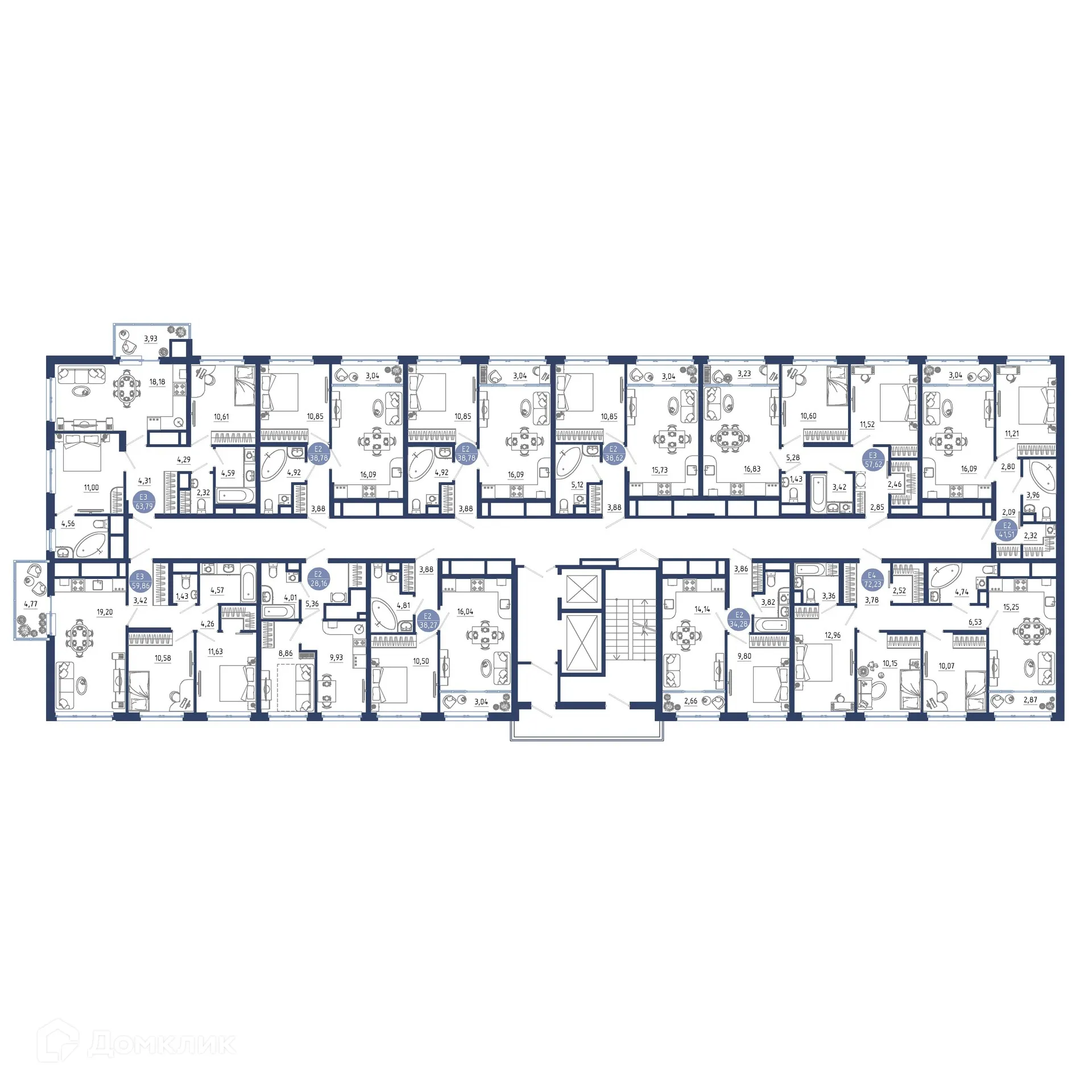 Планировка 1-комнатной квартиры 38.62 м² в ЖК Бульвар оптимистов, г. Дядьково — фото 2