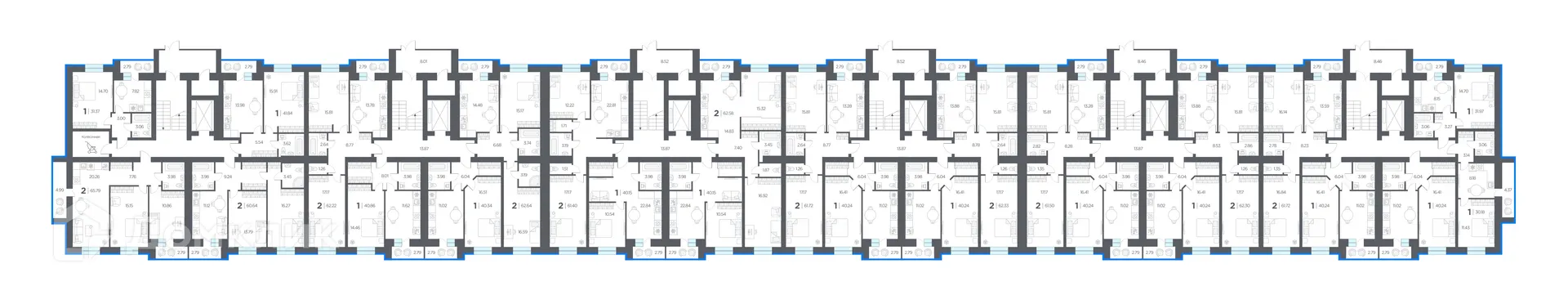 Планировка 1-комнатной квартиры 40.15 м² в ЖК ОГНИ, г. Дядьково — фото 2