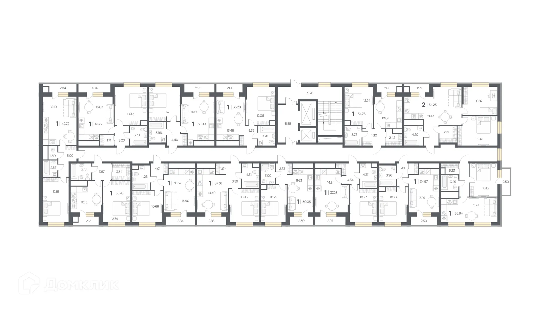 Планировка 1-комнатной квартиры 34.76 м² в Новые Горизонты, г. Дядьково — фото 2