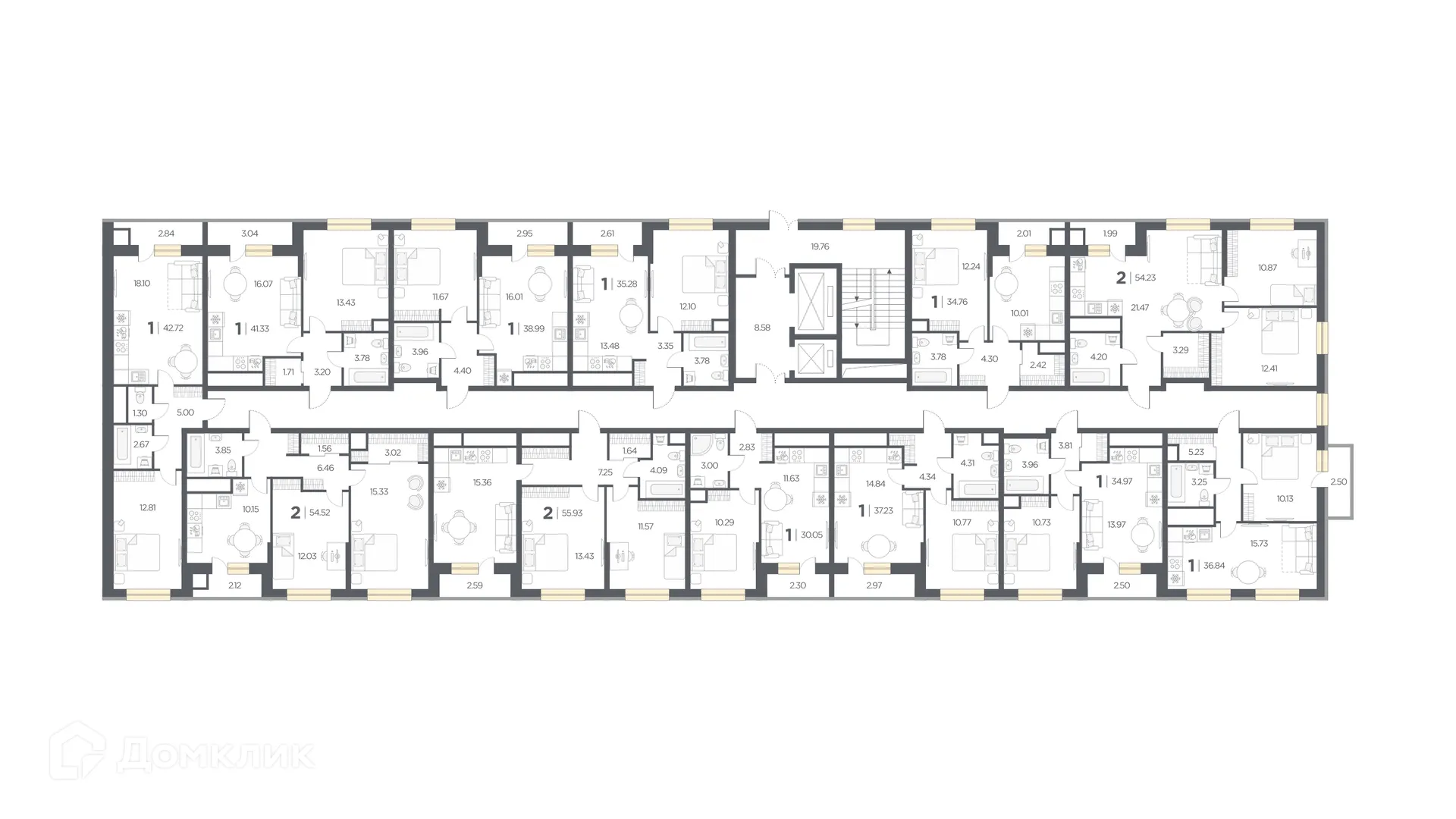 Планировка 2-комнатной квартиры 54.52 м² в Новые Горизонты, г. Дядьково — фото 2