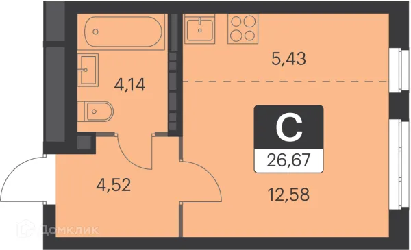 Планировка 1 комн. в ЖК Спутник-1