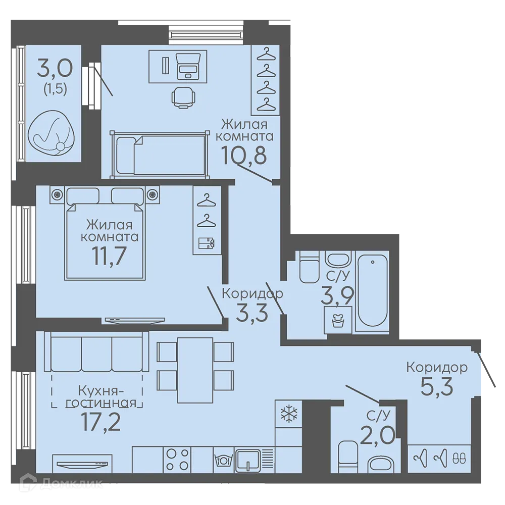 Фото квартиры в ЖК Новокольцовский