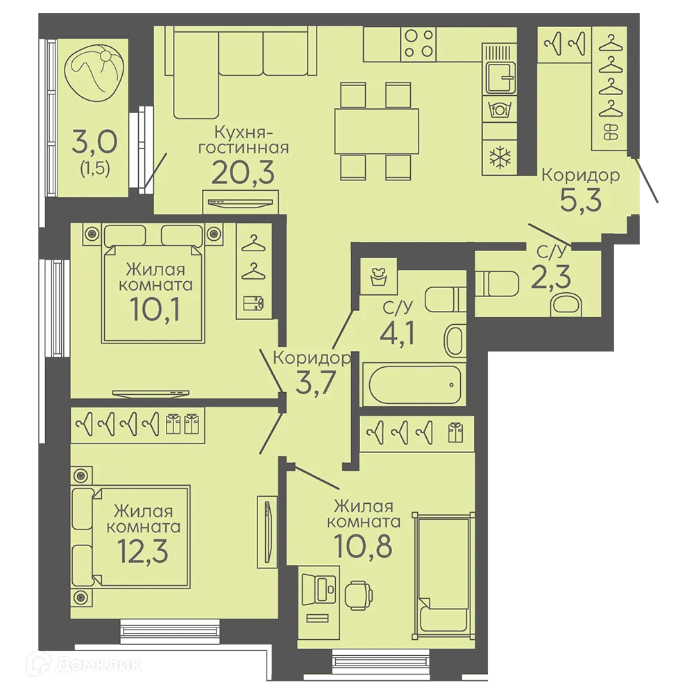 Фото квартиры в ЖК Новокольцовский