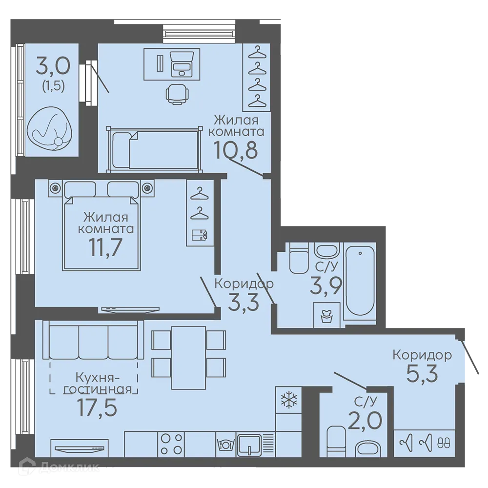 Фото квартиры в ЖК Новокольцовский