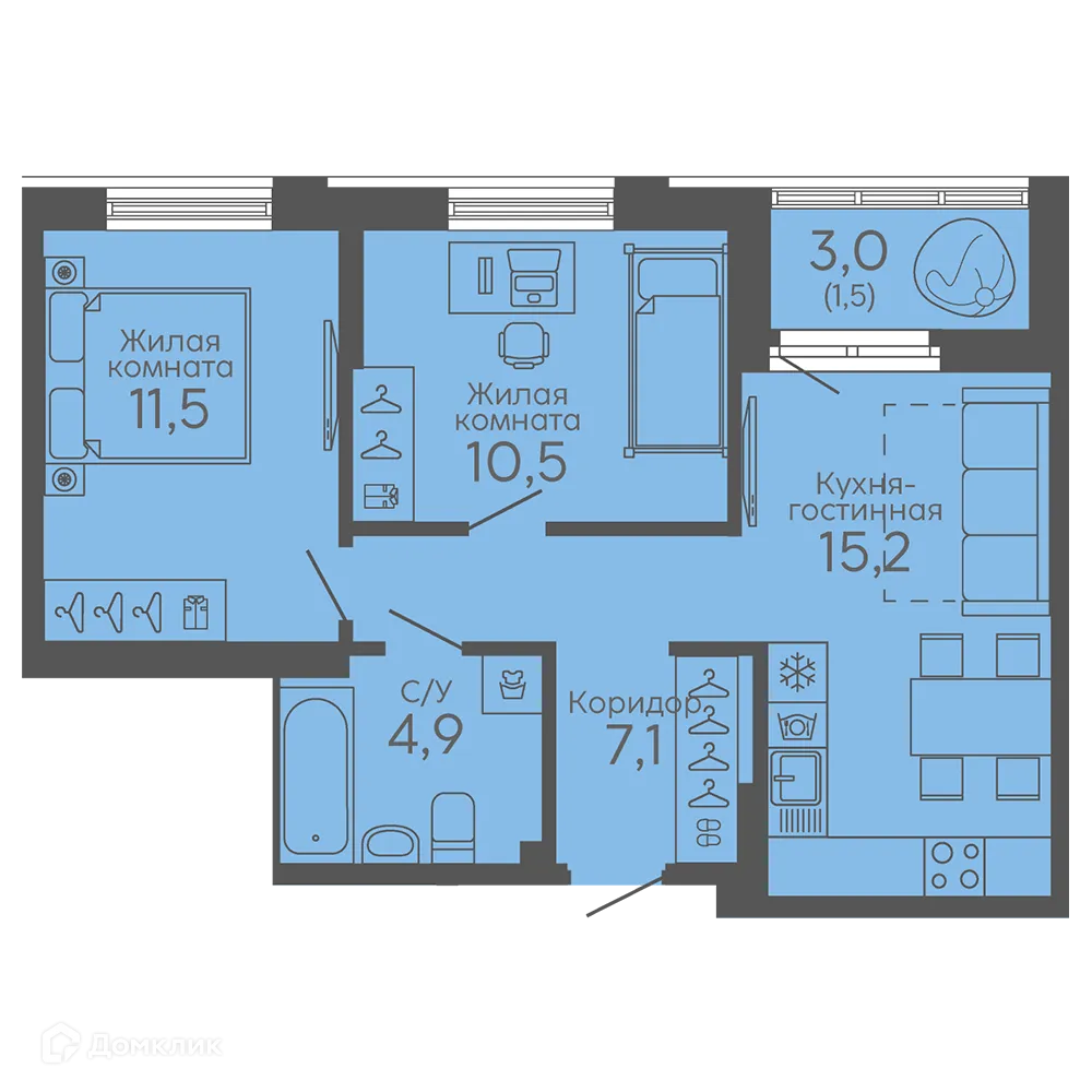 Фото квартиры в ЖК Новокольцовский