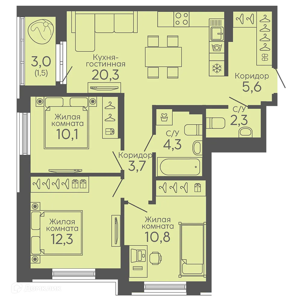 Фото квартиры в ЖК Новокольцовский
