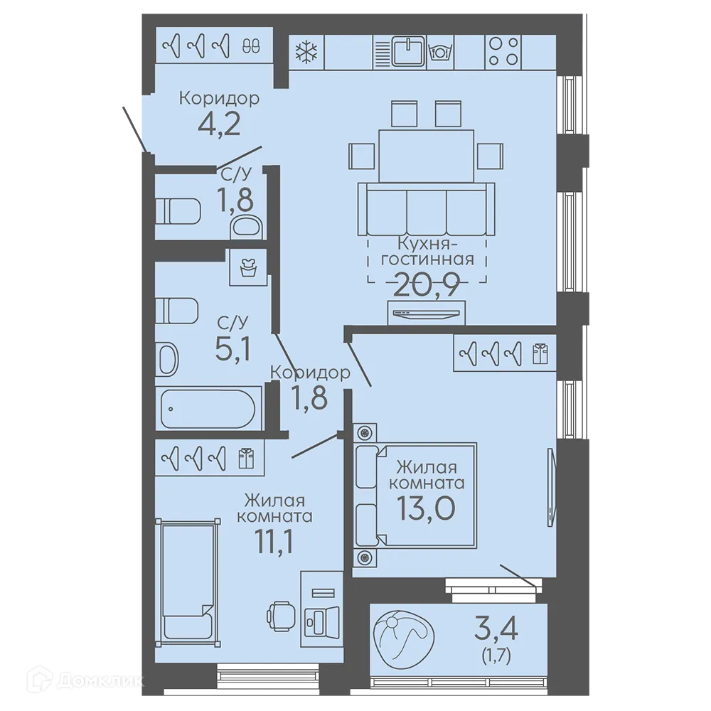 Фото квартиры в ЖК Новокольцовский
