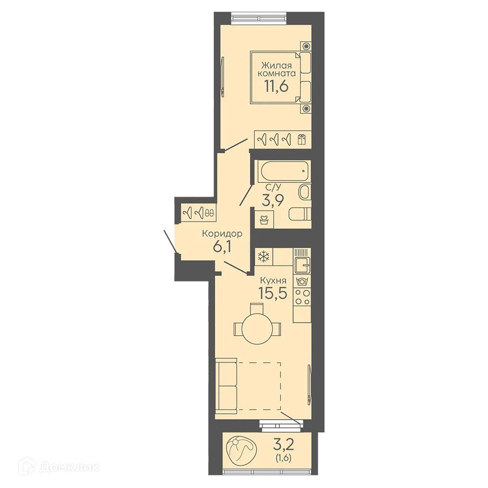 Фото квартиры в ЖК Новокольцовский