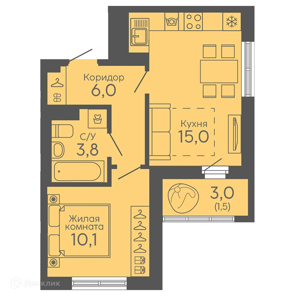 Фото квартиры в ЖК Новокольцовский