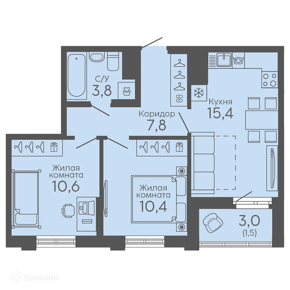 Фото квартиры в ЖК Новокольцовский