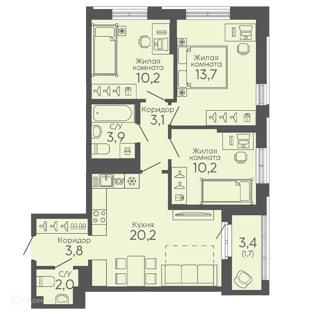 Фото квартиры в ЖК Новокольцовский
