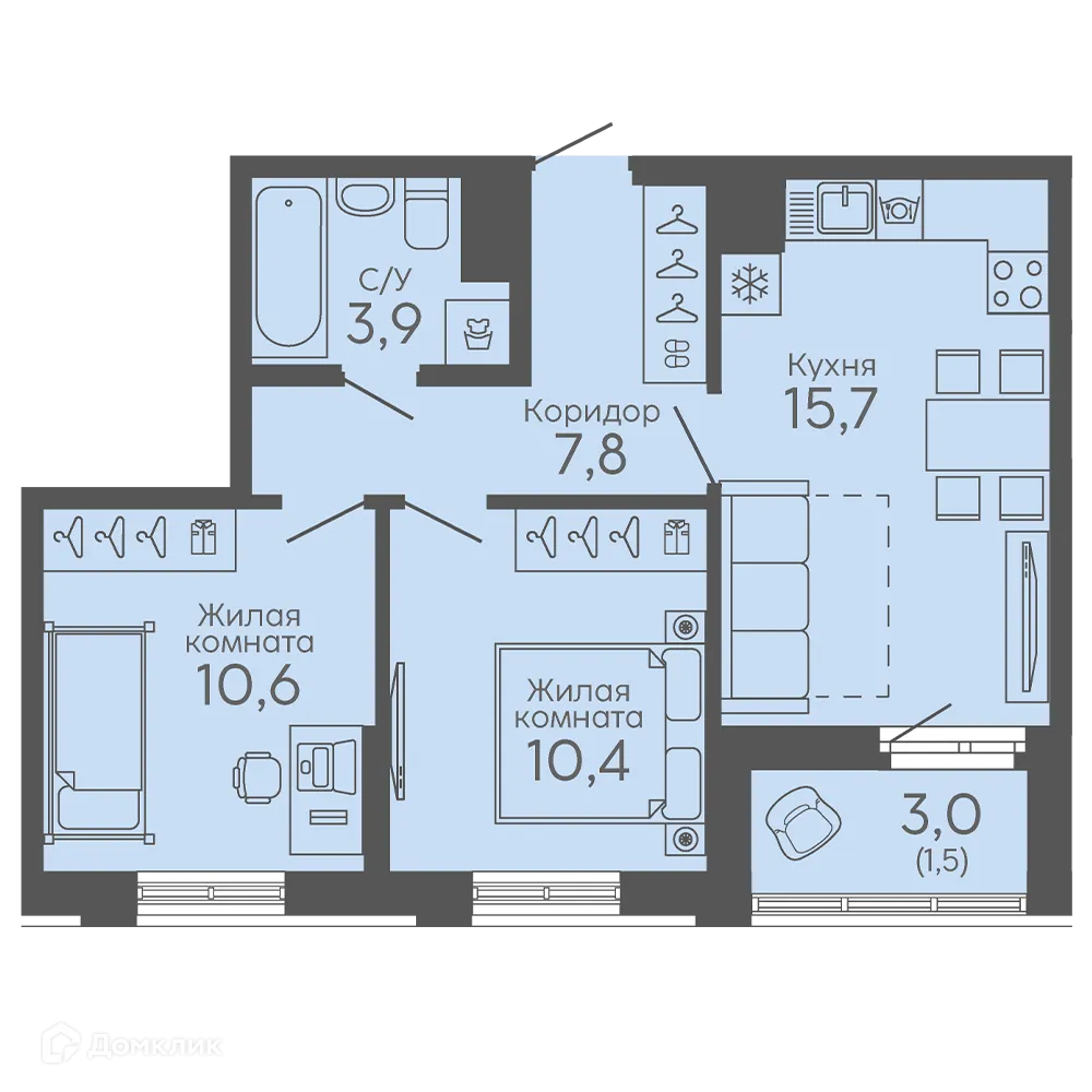 Фото квартиры в ЖК Новокольцовский