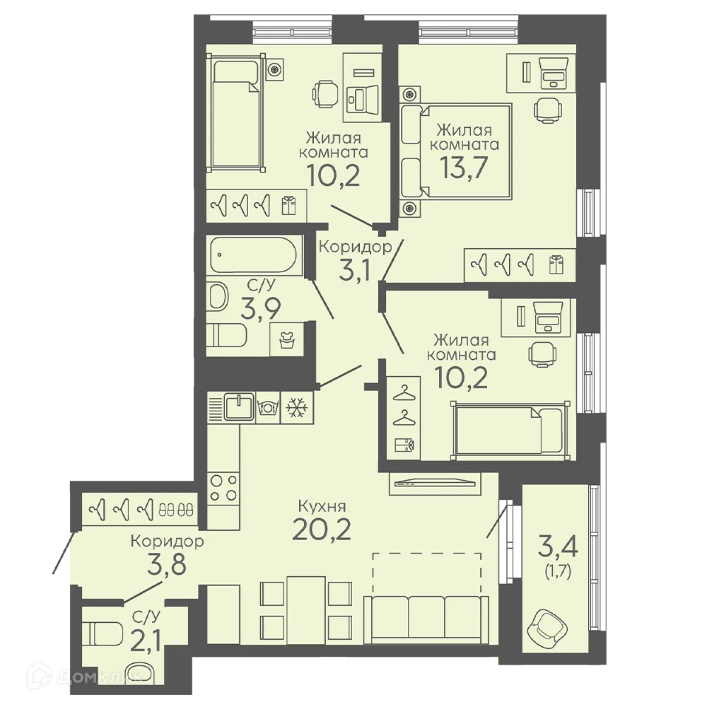 Фото квартиры в ЖК Новокольцовский