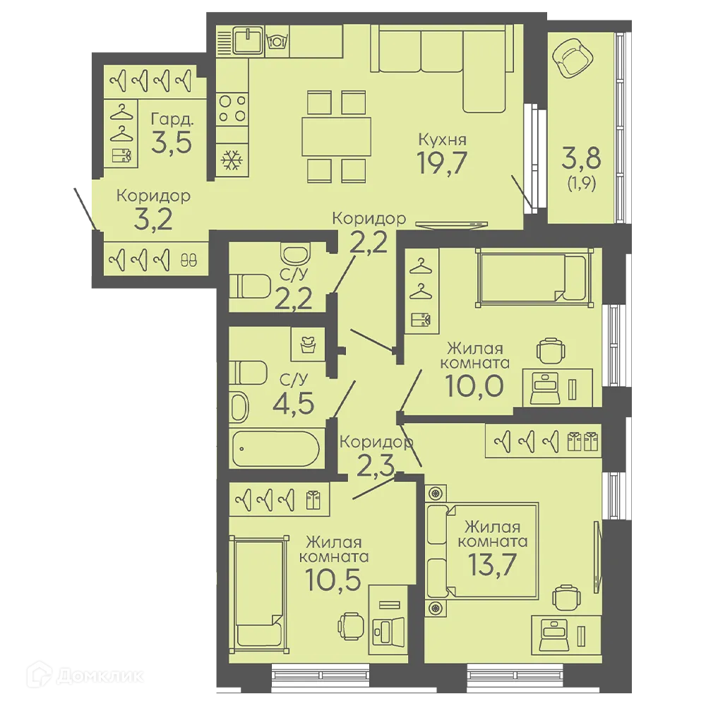 Фото квартиры в ЖК Новокольцовский