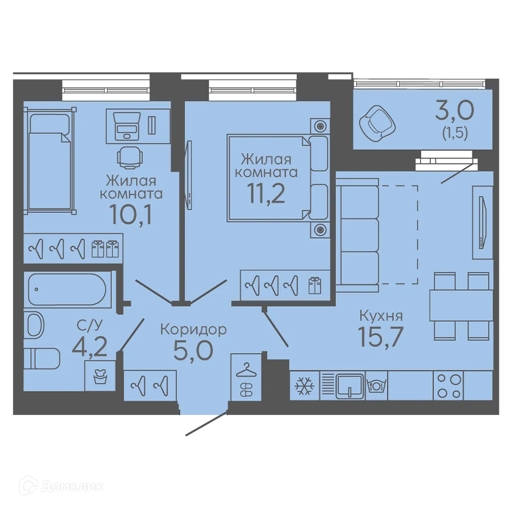 Фото квартиры в ЖК Новокольцовский