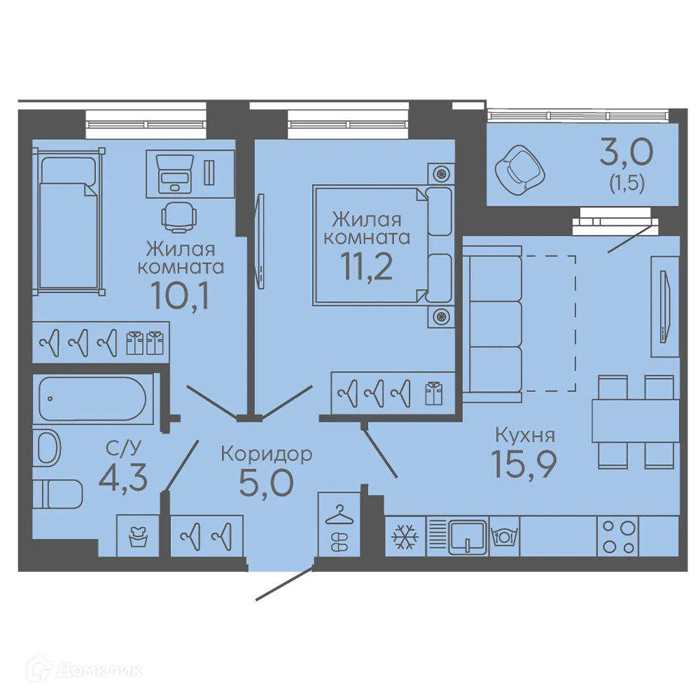 Фото квартиры в ЖК Новокольцовский
