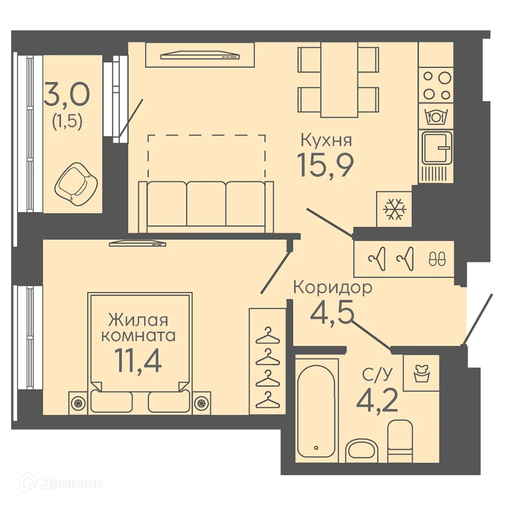 Фото квартиры в ЖК Новокольцовский