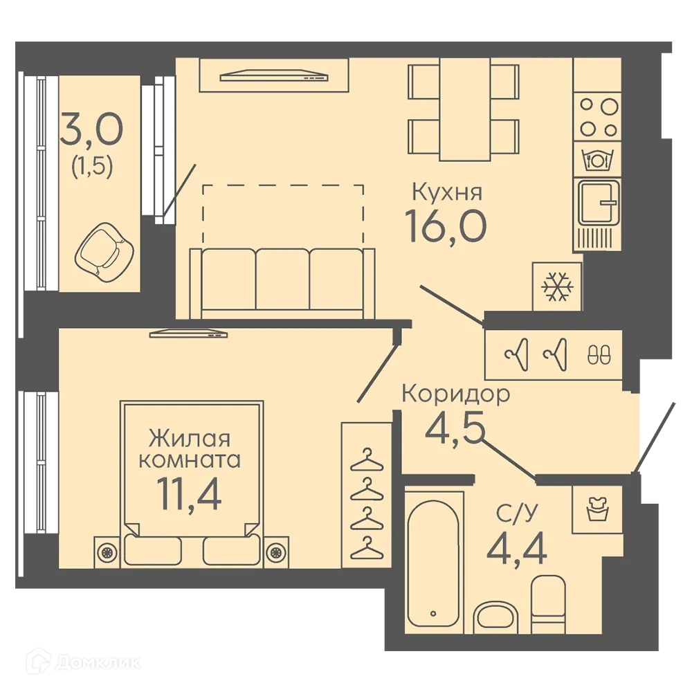 Фото квартиры в ЖК Новокольцовский