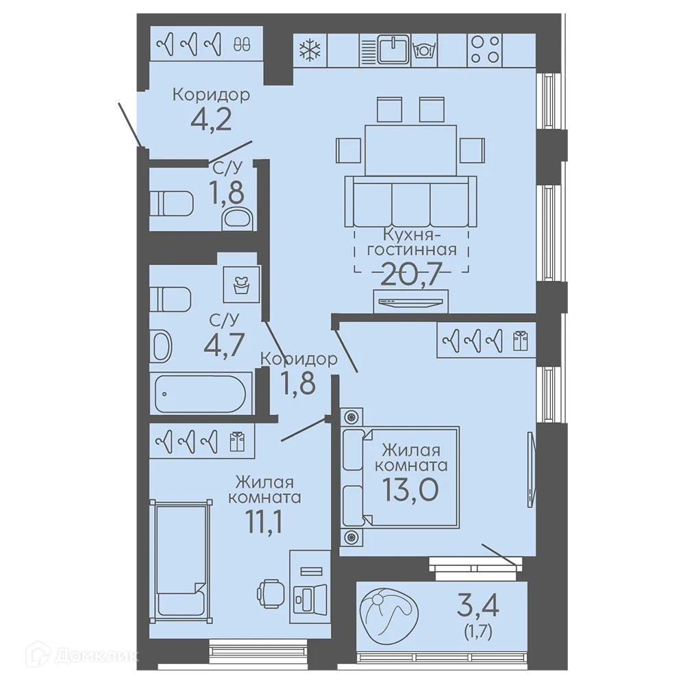 Фото квартиры в ЖК Новокольцовский