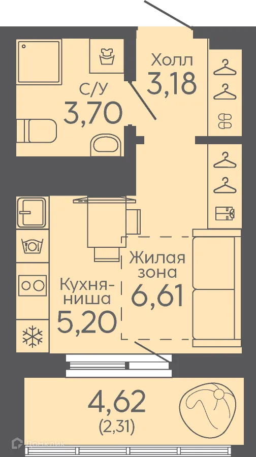 Фото квартиры в ЖК Новокольцовский