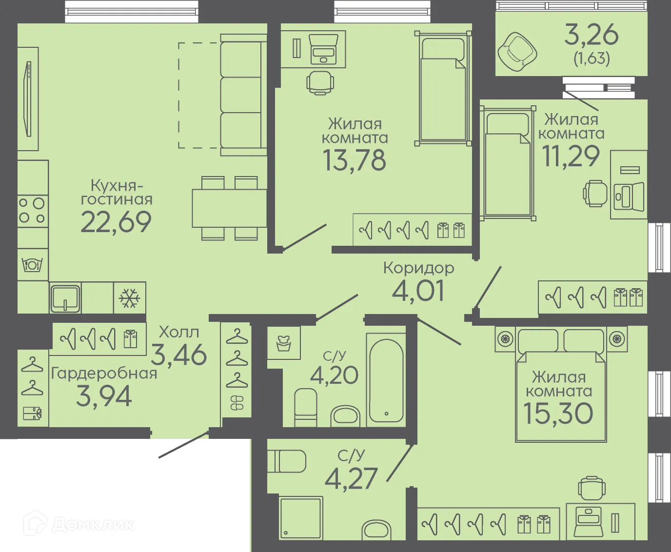 Фото квартиры в ЖК Новокольцовский