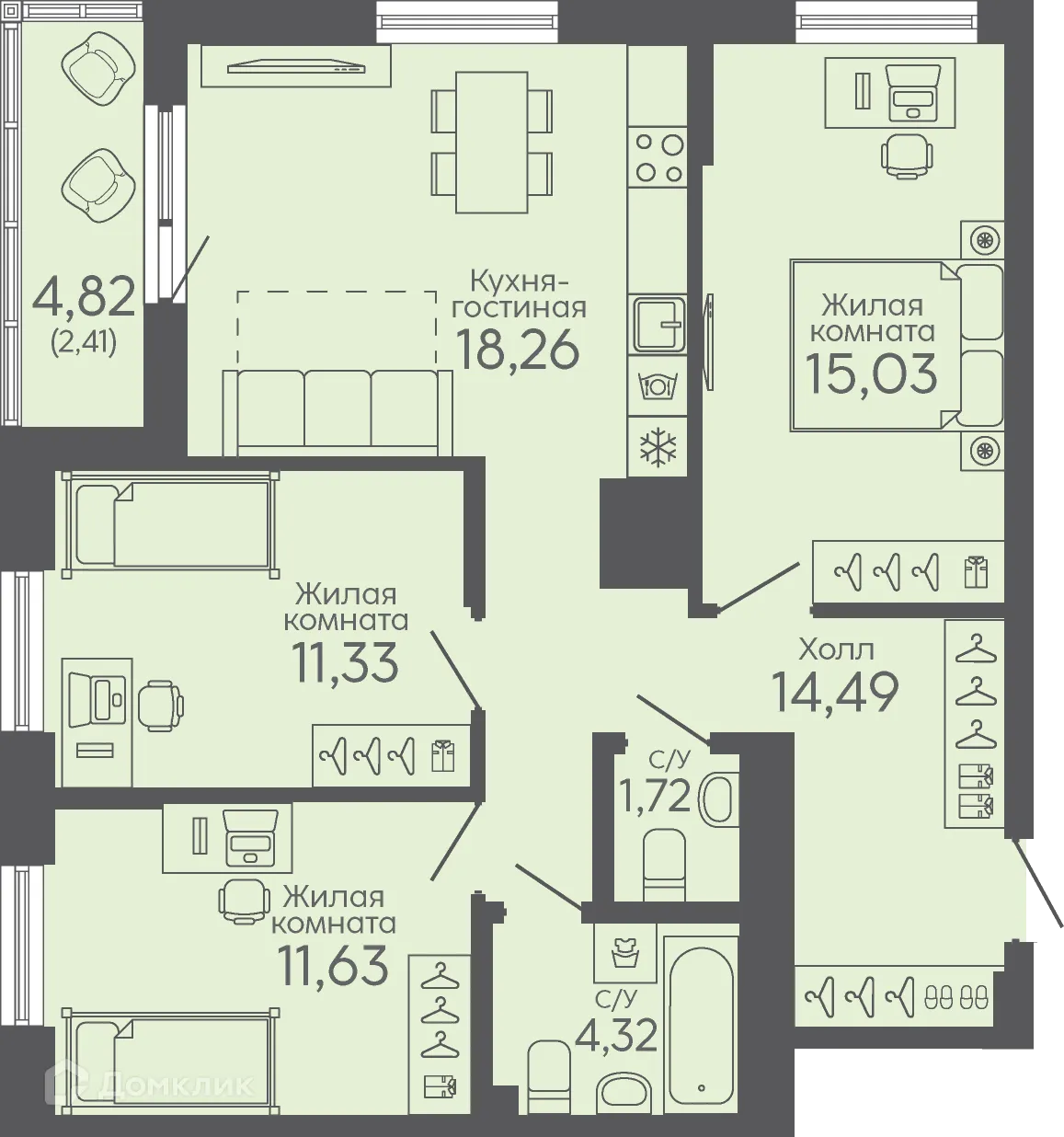 Фото квартиры в ЖК Новокольцовский