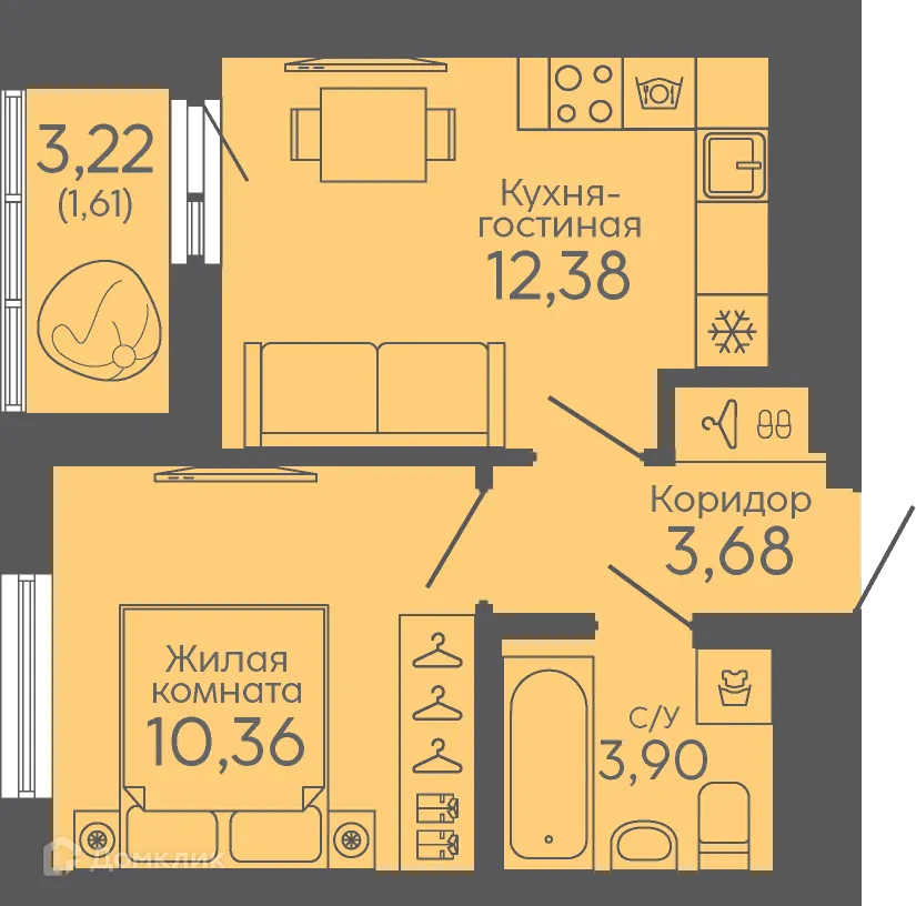 Фото квартиры в ЖК Новокольцовский