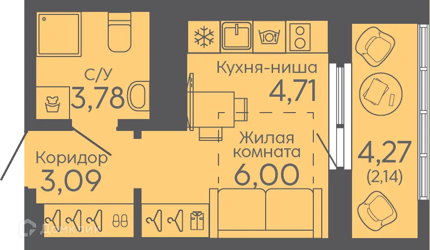 Фото квартиры в ЖК Новокольцовский