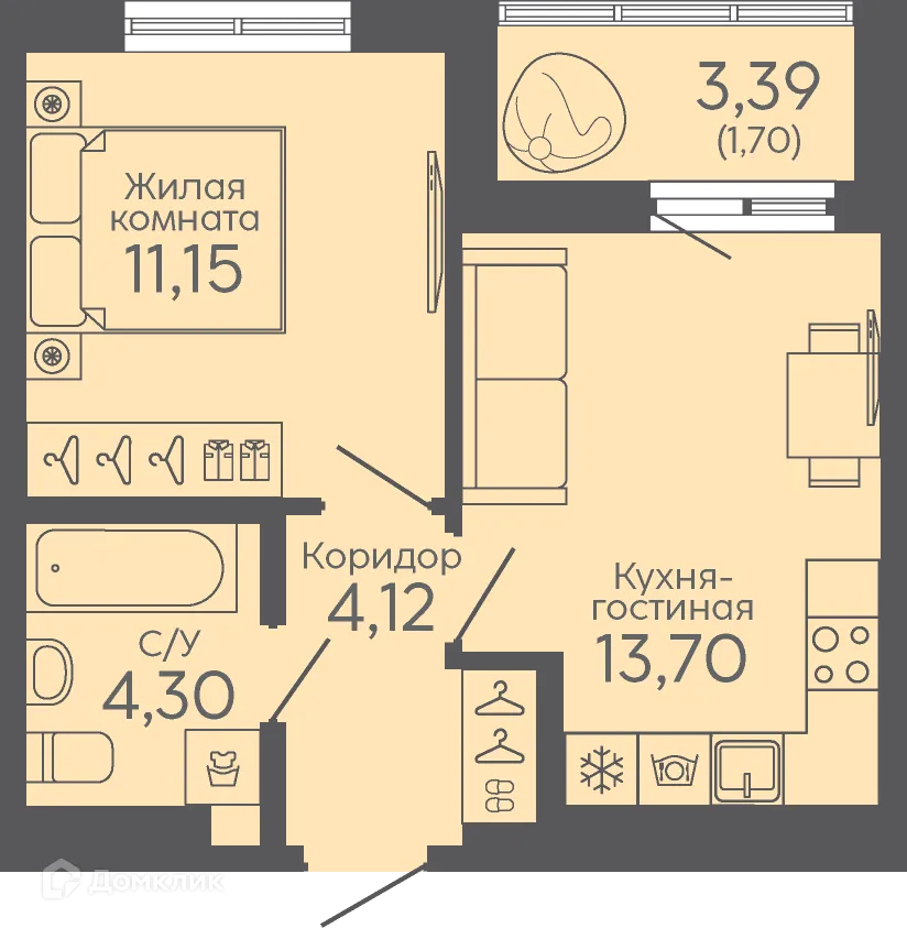 Фото квартиры в ЖК Новокольцовский