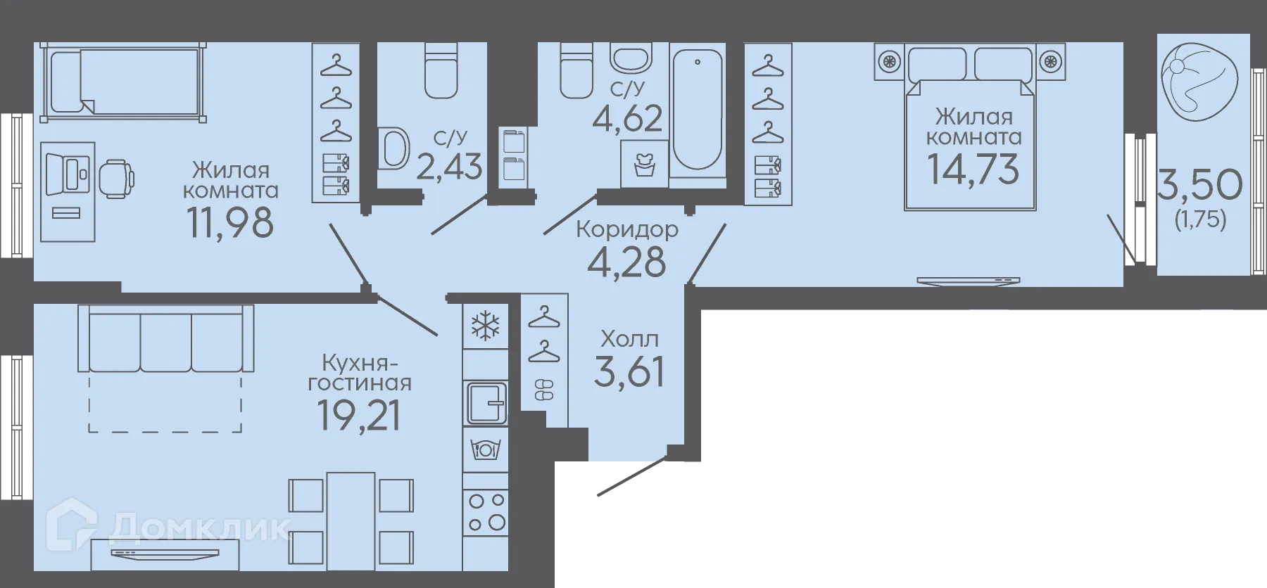 Фото квартиры в ЖК Новокольцовский