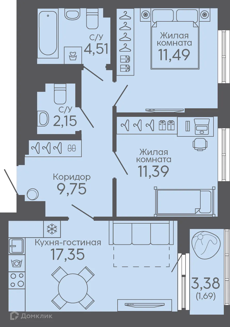 Фото квартиры в ЖК Новокольцовский