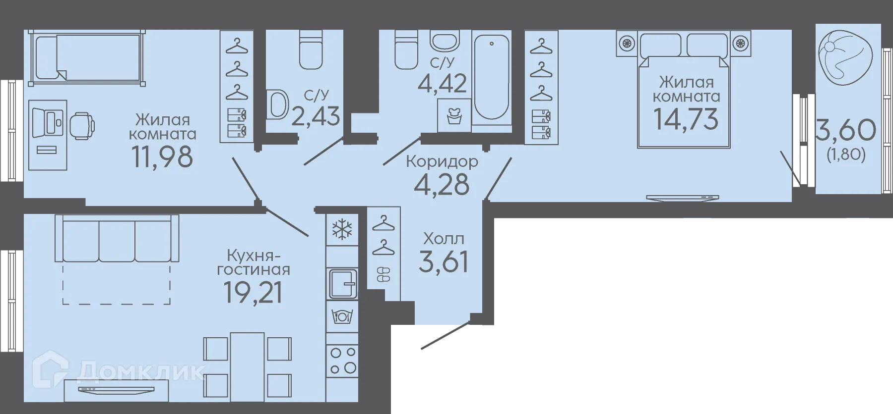 Фото квартиры в ЖК Новокольцовский