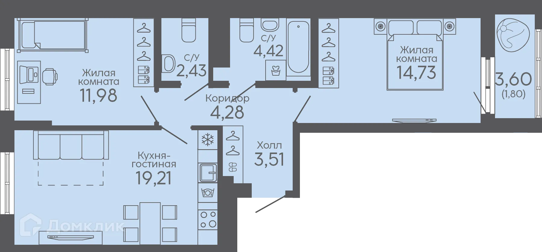Фото квартиры в ЖК Новокольцовский