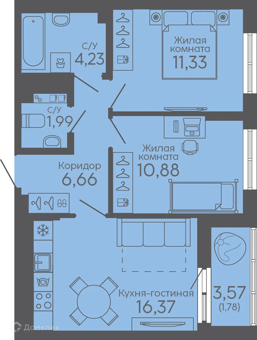 Фото квартиры в ЖК Новокольцовский