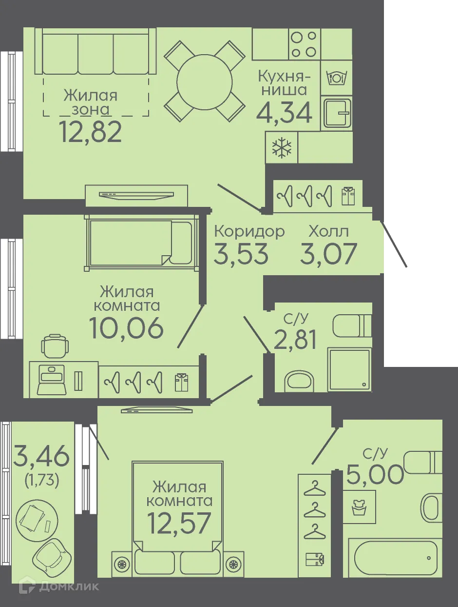 Фото квартиры в ЖК Новокольцовский